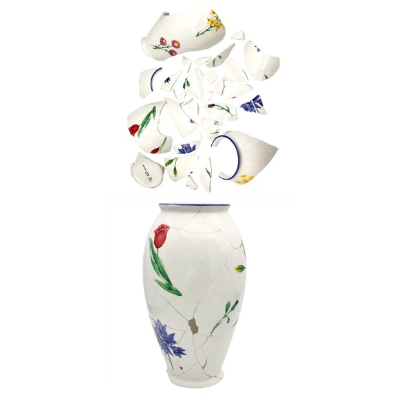 Kintsugi Vase 11” Floral FTD Thailand Gold Crack Growth Gift